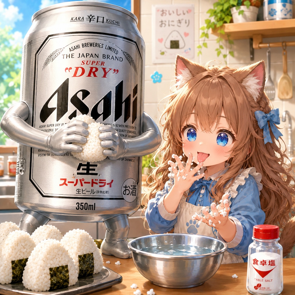 おにぎりを作る小さな女の子