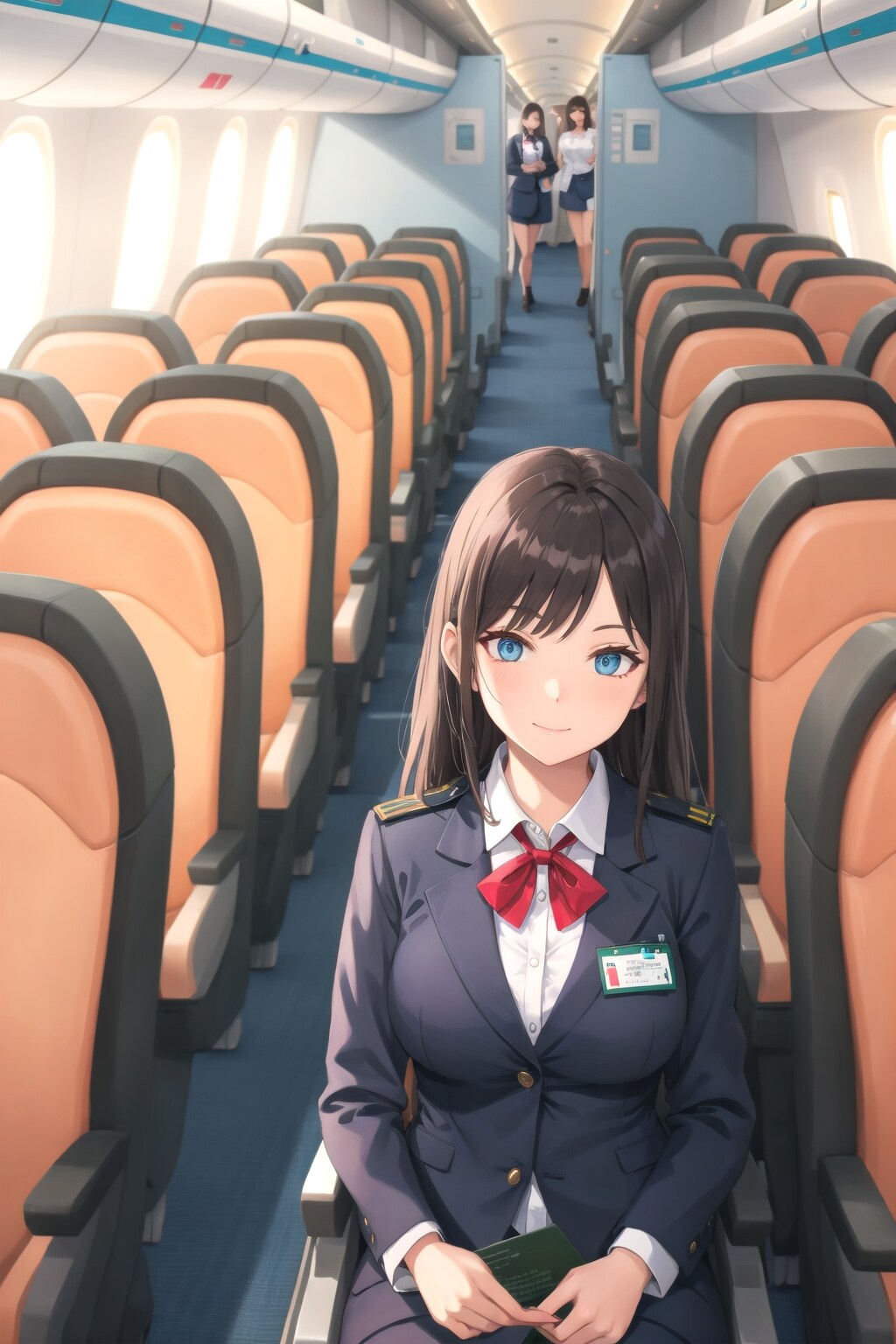 機内のキャビンアテンダント