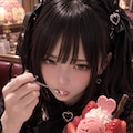 渋顔でいちごパフェ🍓🍨 2枚目