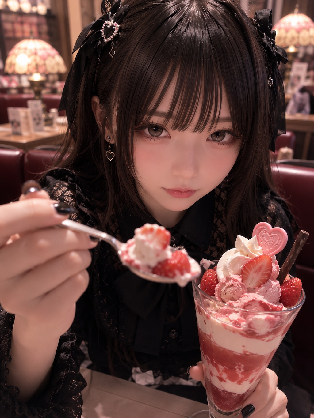 渋顔でいちごパフェ🍓🍨