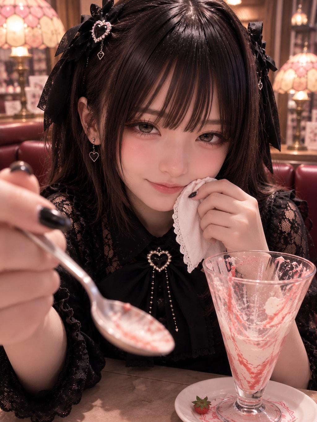 渋顔でいちごパフェ🍓🍨