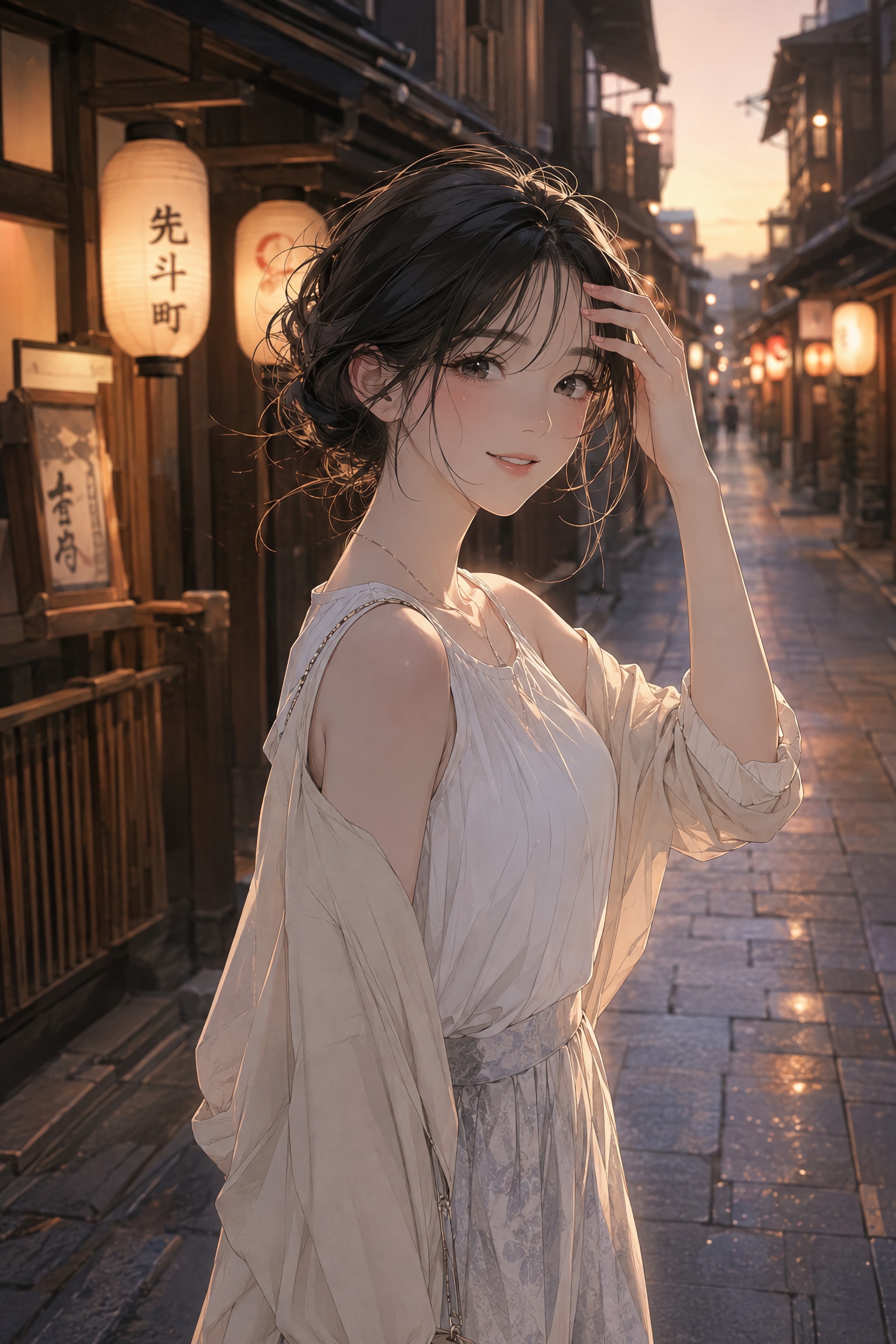 夕灯りの路地で、きみを思う