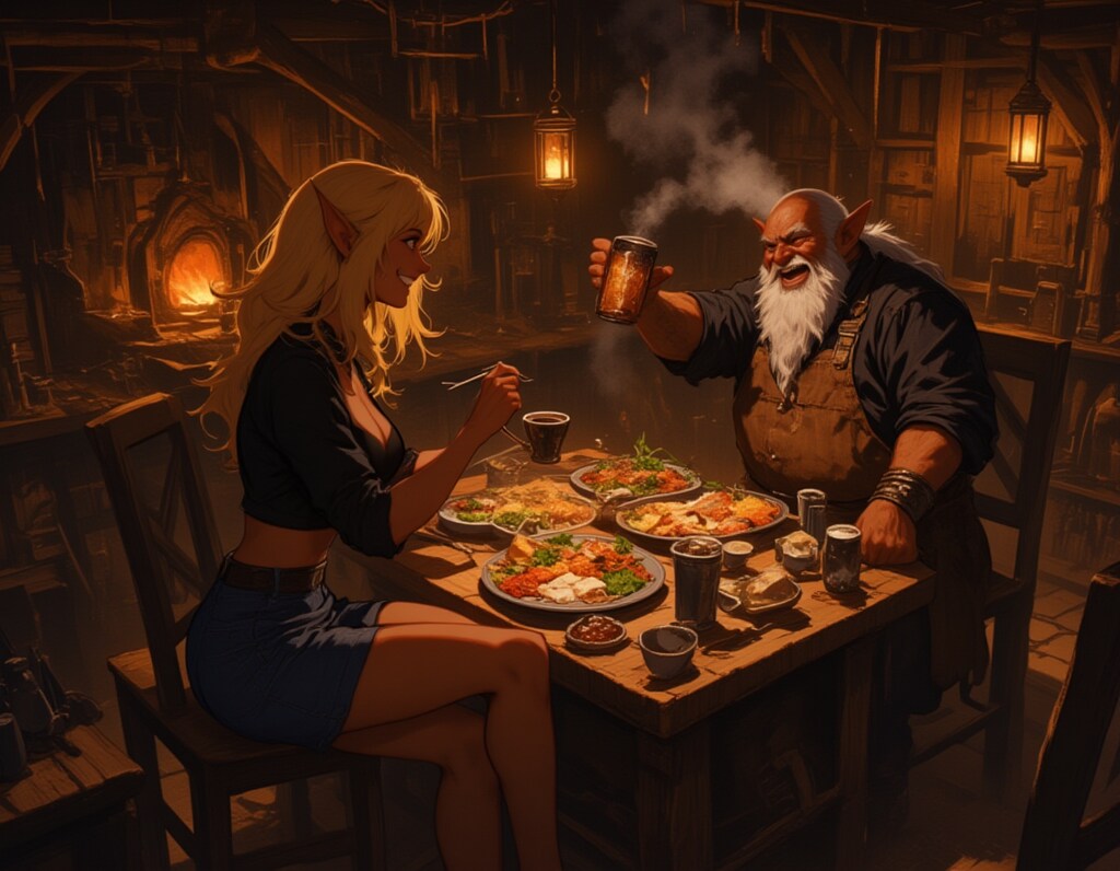 【セナ】黒エルフと老ドワーフの温かな食卓