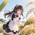 稲刈りメイドさん 4枚目