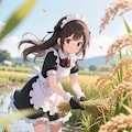 稲刈りメイドさん 3枚目