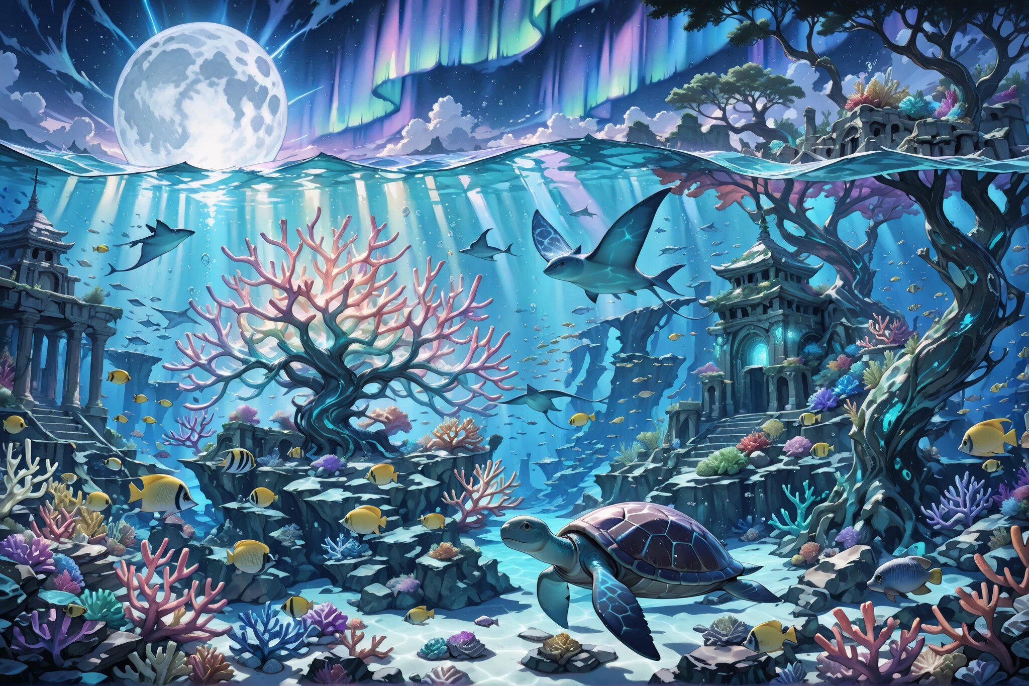 アケリニカ大陸の夜の海 | の人気AIイラスト・グラビア