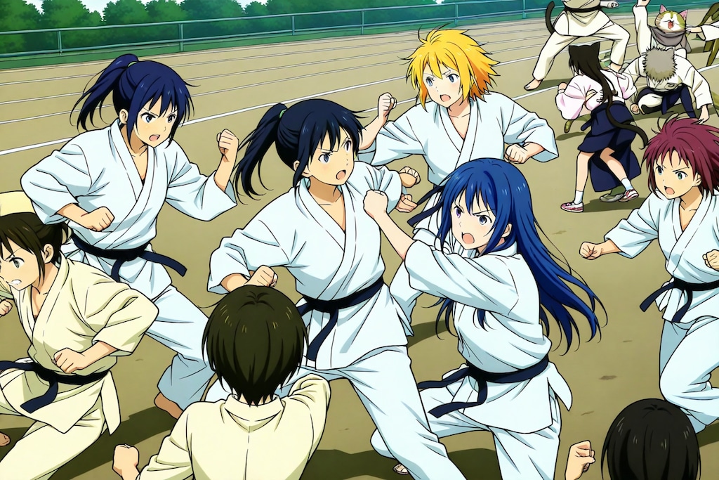 [がぞうどうぞ]最強の猫が空手を嗜み、ストリートファイトでバトルしている場面