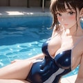 プールサイドのスクール水着 3枚目