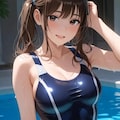 プールサイドのスクール水着 8枚目
