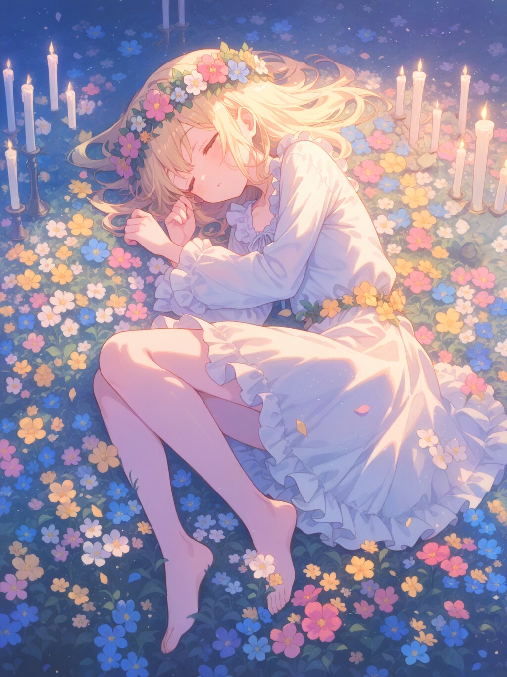 花と光の中で眠る