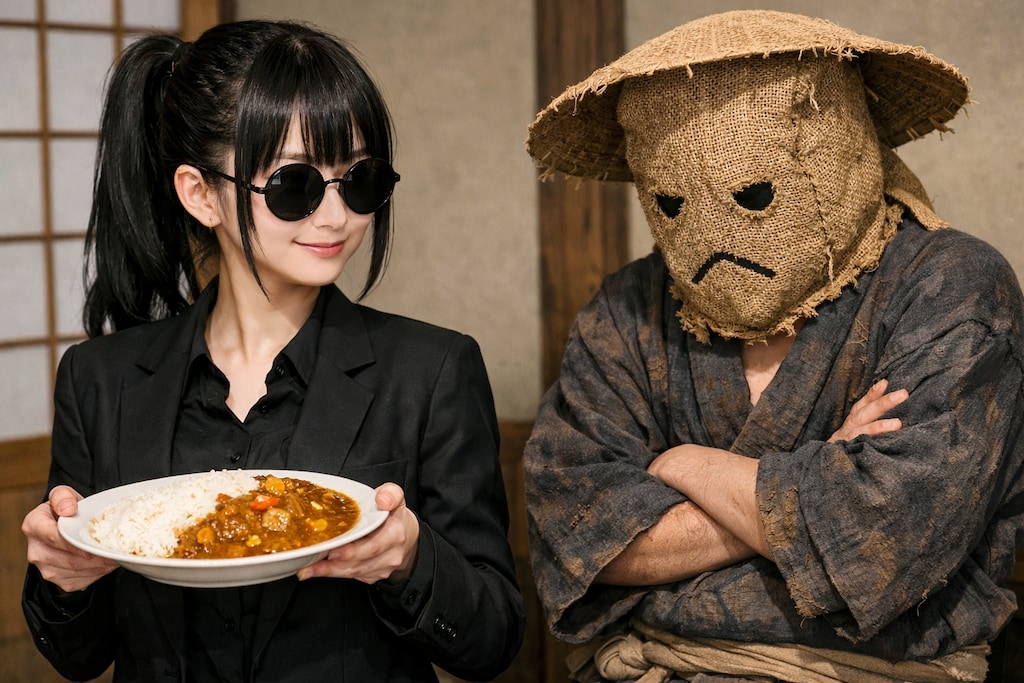 黒ぽにカレーと 麻袋おじさん