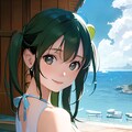 緑の髪の女の子 2枚目
