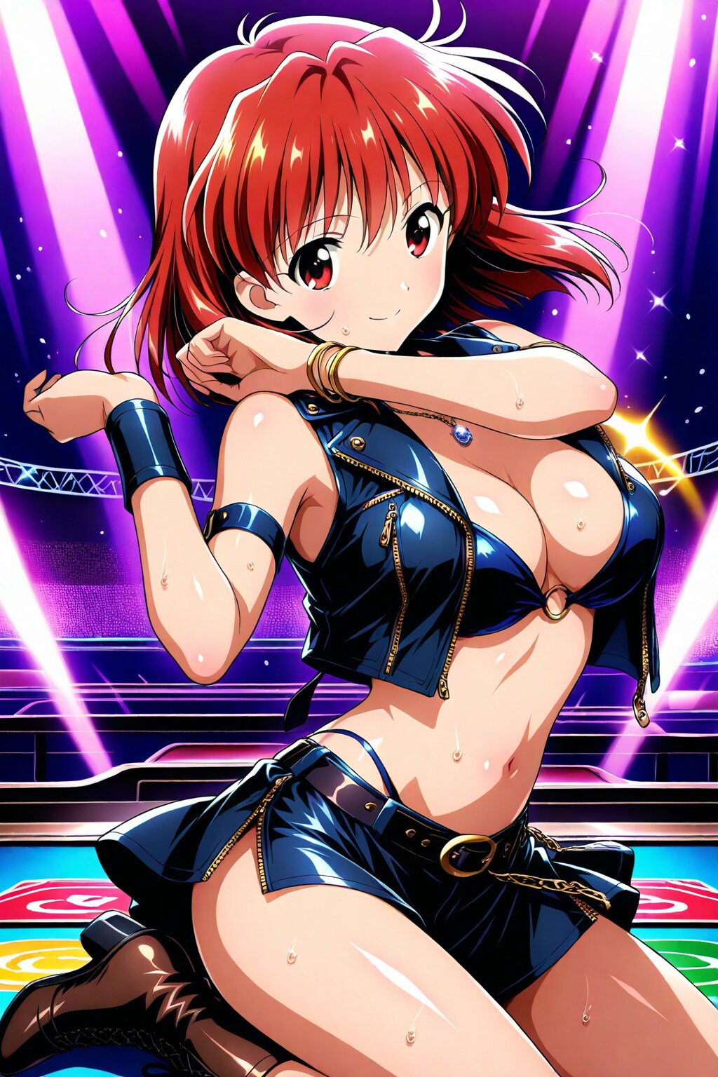 リズムゲームでダンスな赤髪ギャル🩰🎮❤️