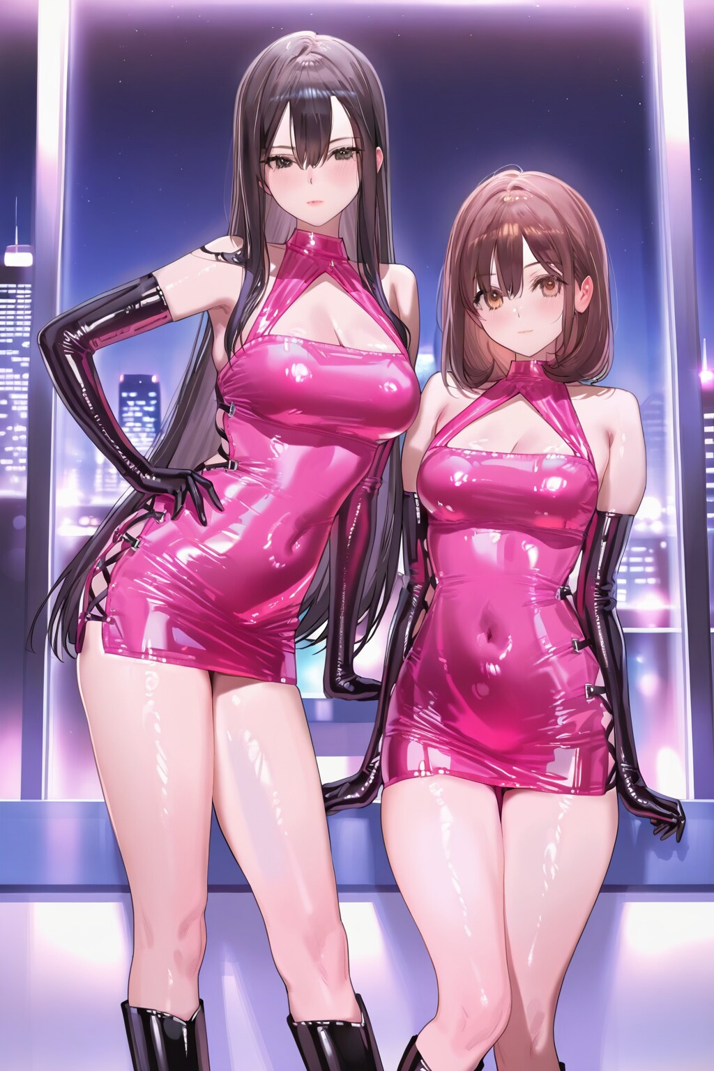 お揃いボディコン女子ペア