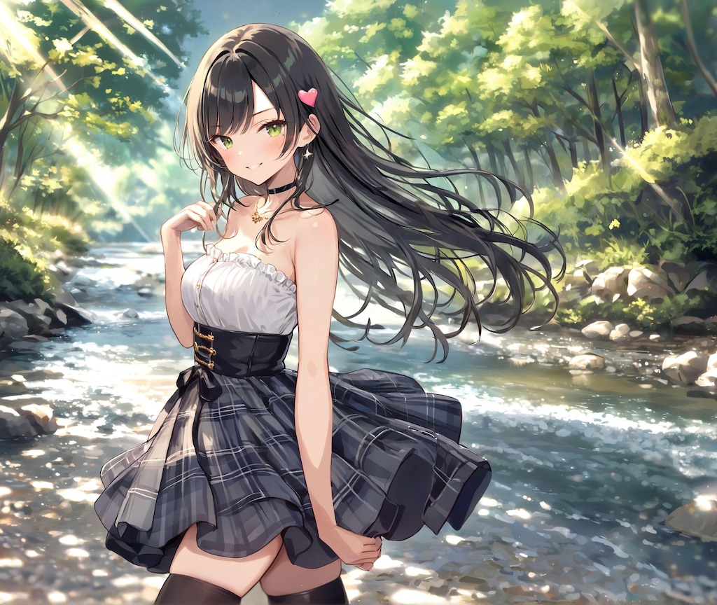 黒髪がゆれて、く～ロマンチック！