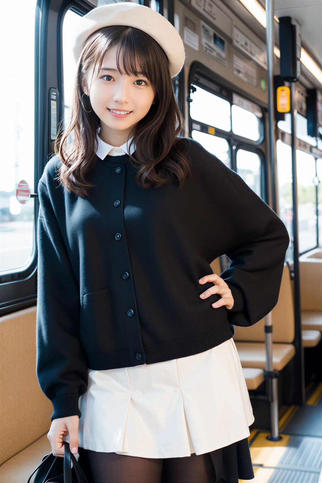 バスに乗る女性 2