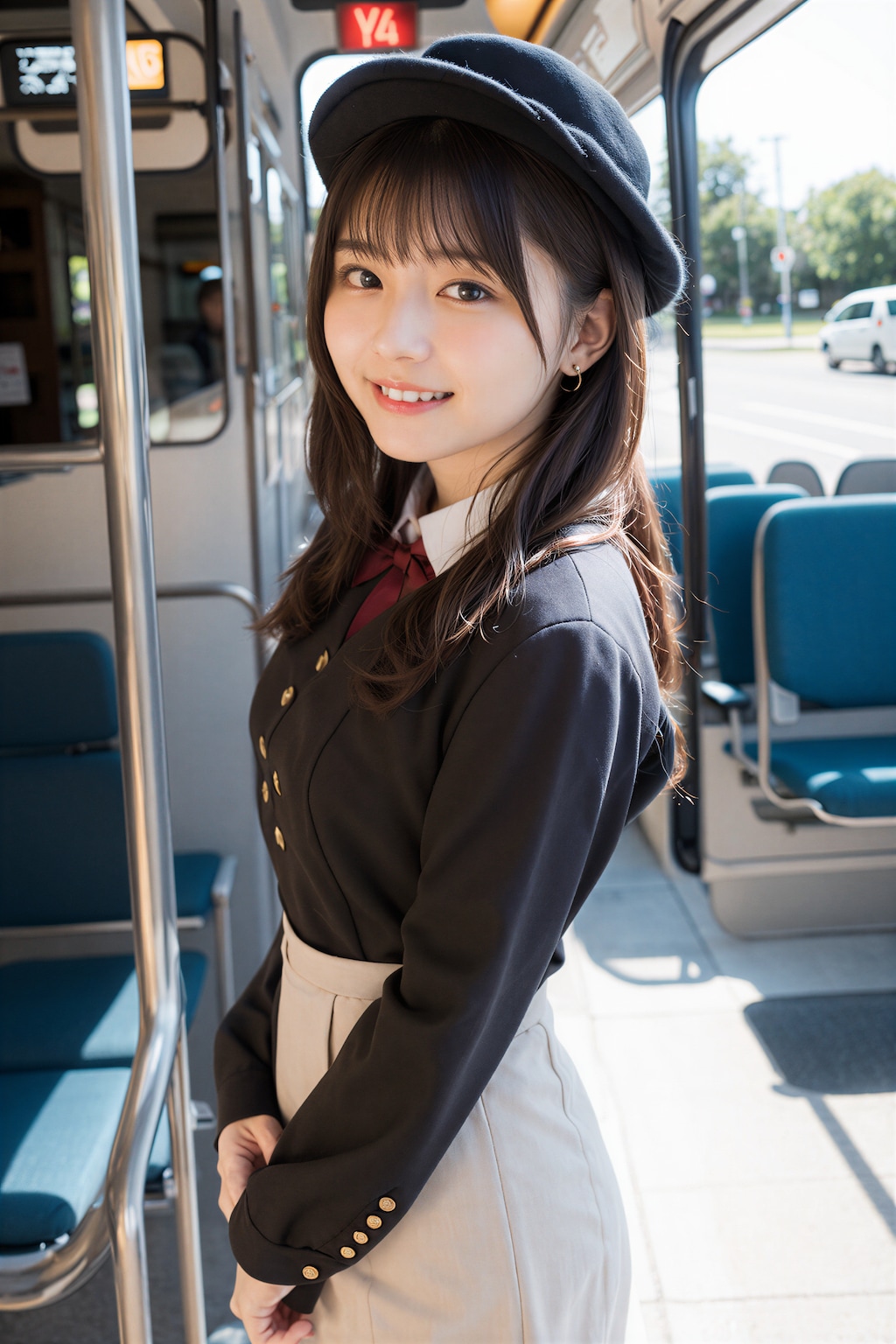 バスに乗る女性 2