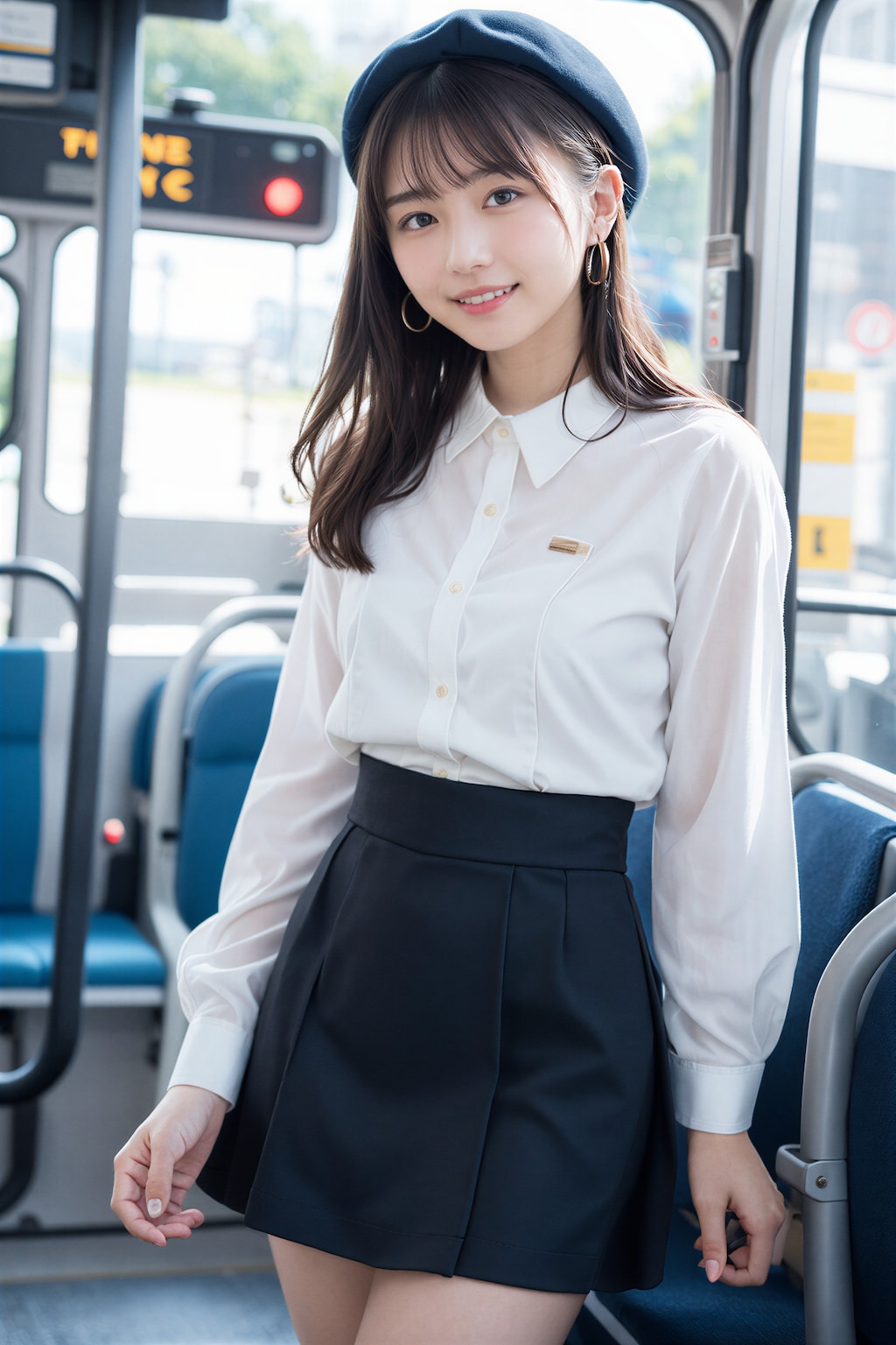 バスに乗る女性 2