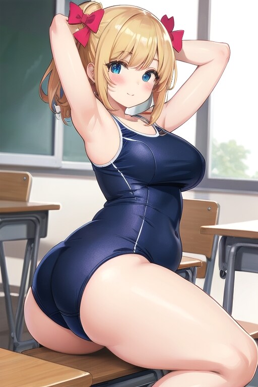 ムッチリした女子とスクール水着！