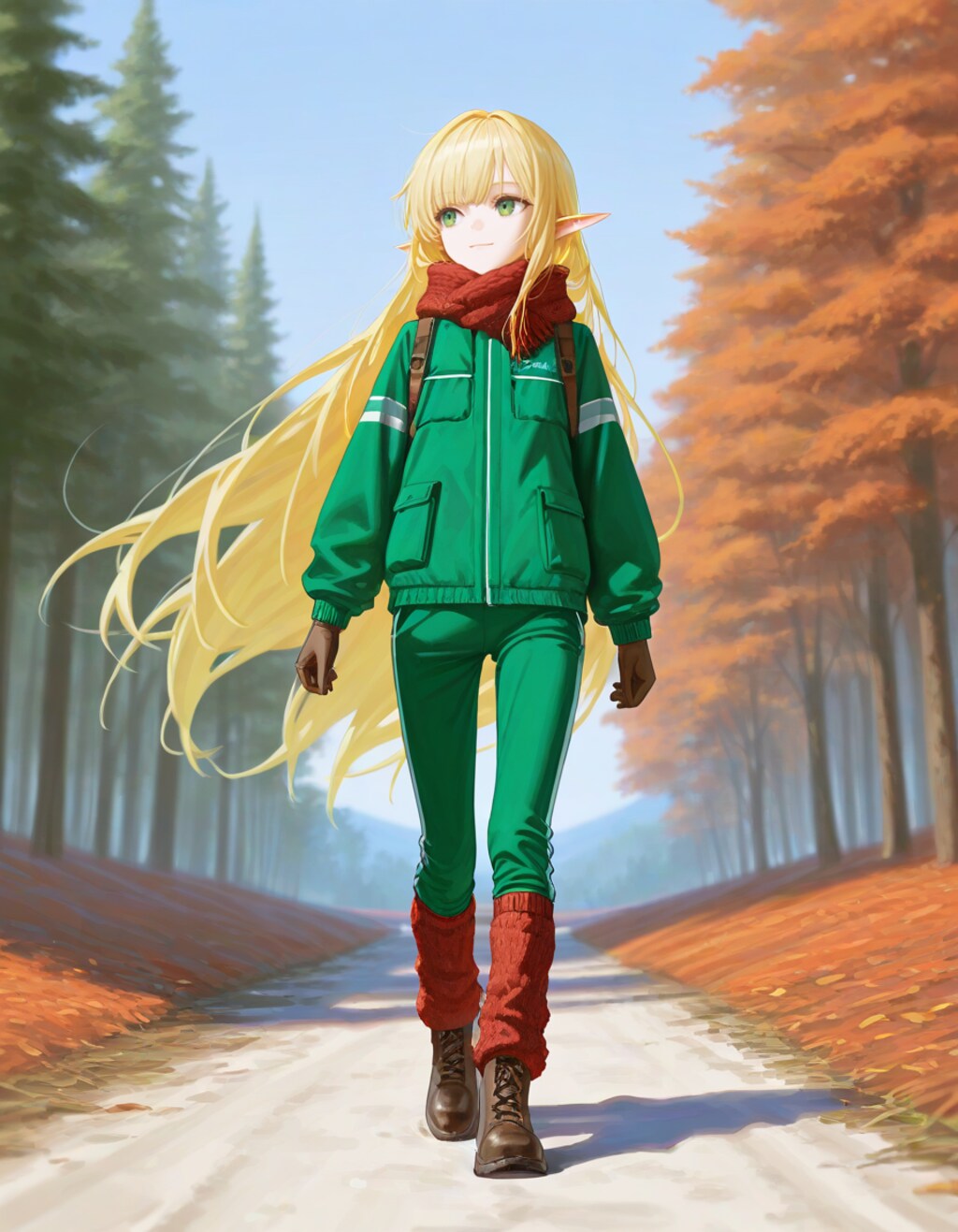 冬のお出かけ中なエルフ魔女さん