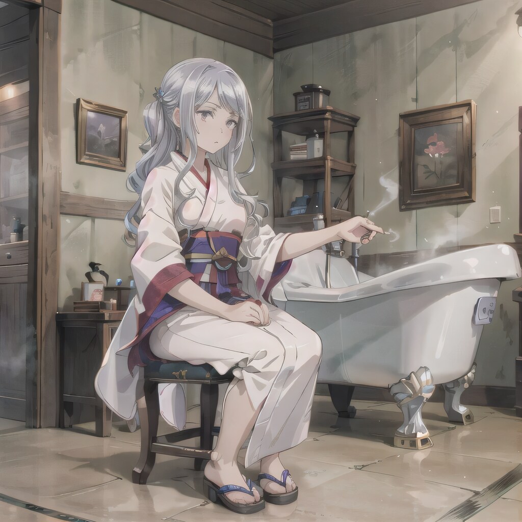 銀髪ロングでお風呂の少女３