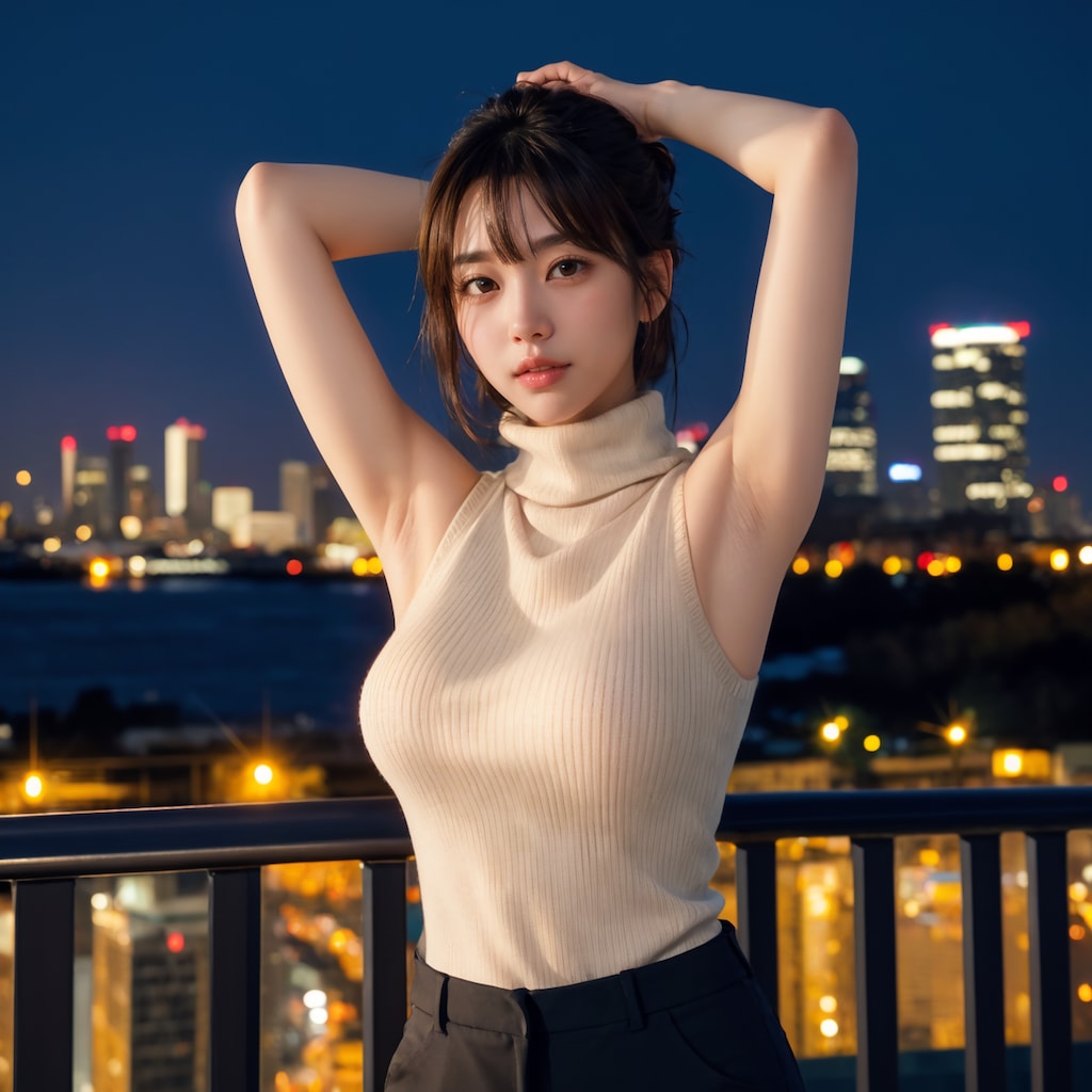 ノースリーブ腕上げポーズ 1/4