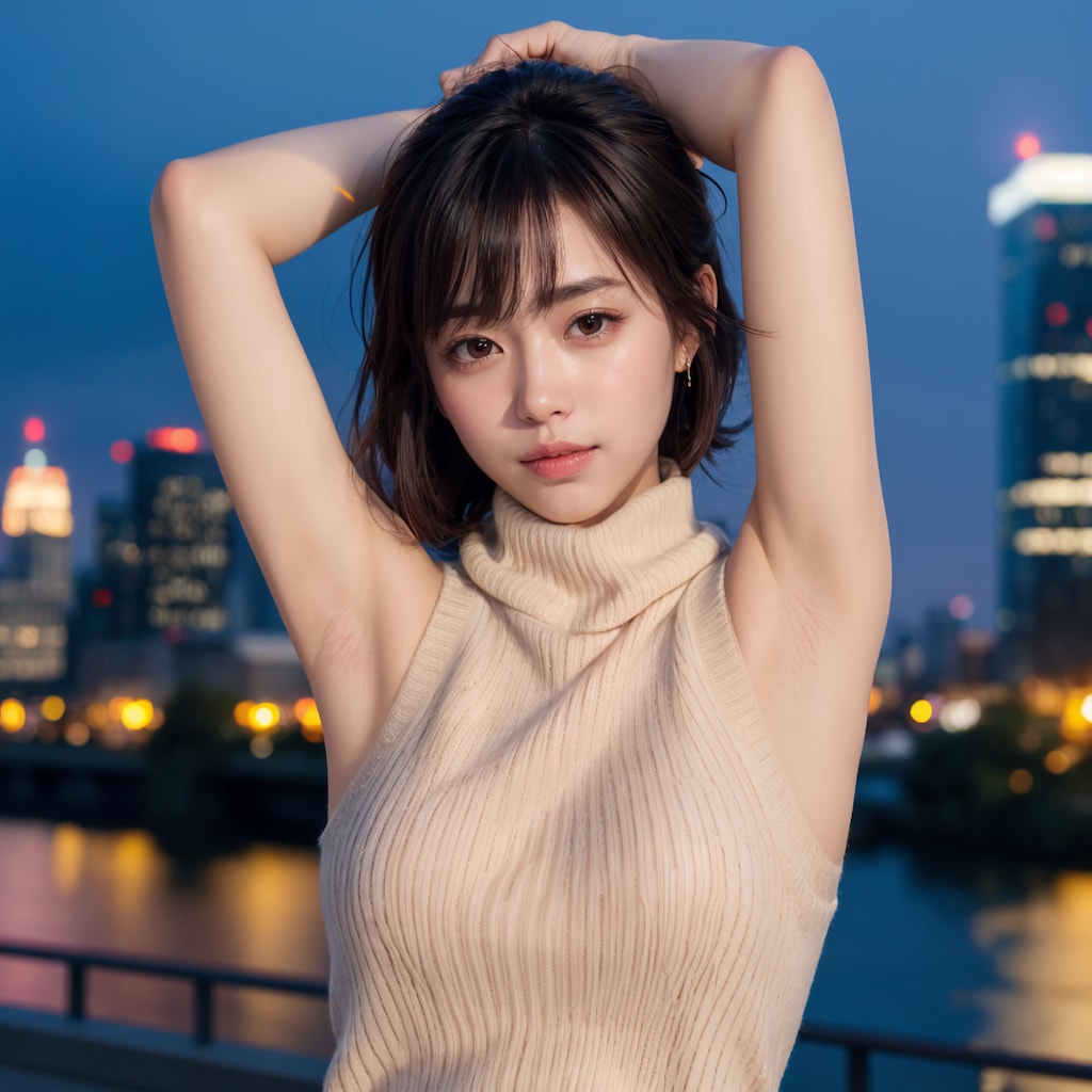 ノースリーブ腕上げポーズ 1/4