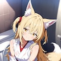 金髪ケモミミ巫女トイレ 2枚目