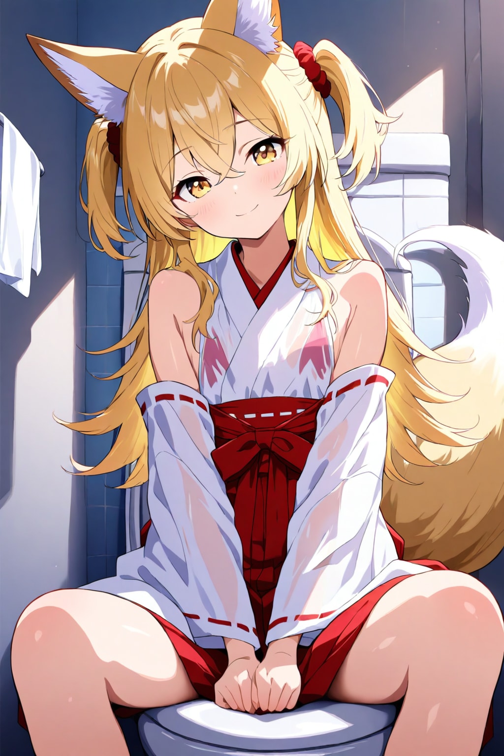 金髪ケモミミ巫女トイレ