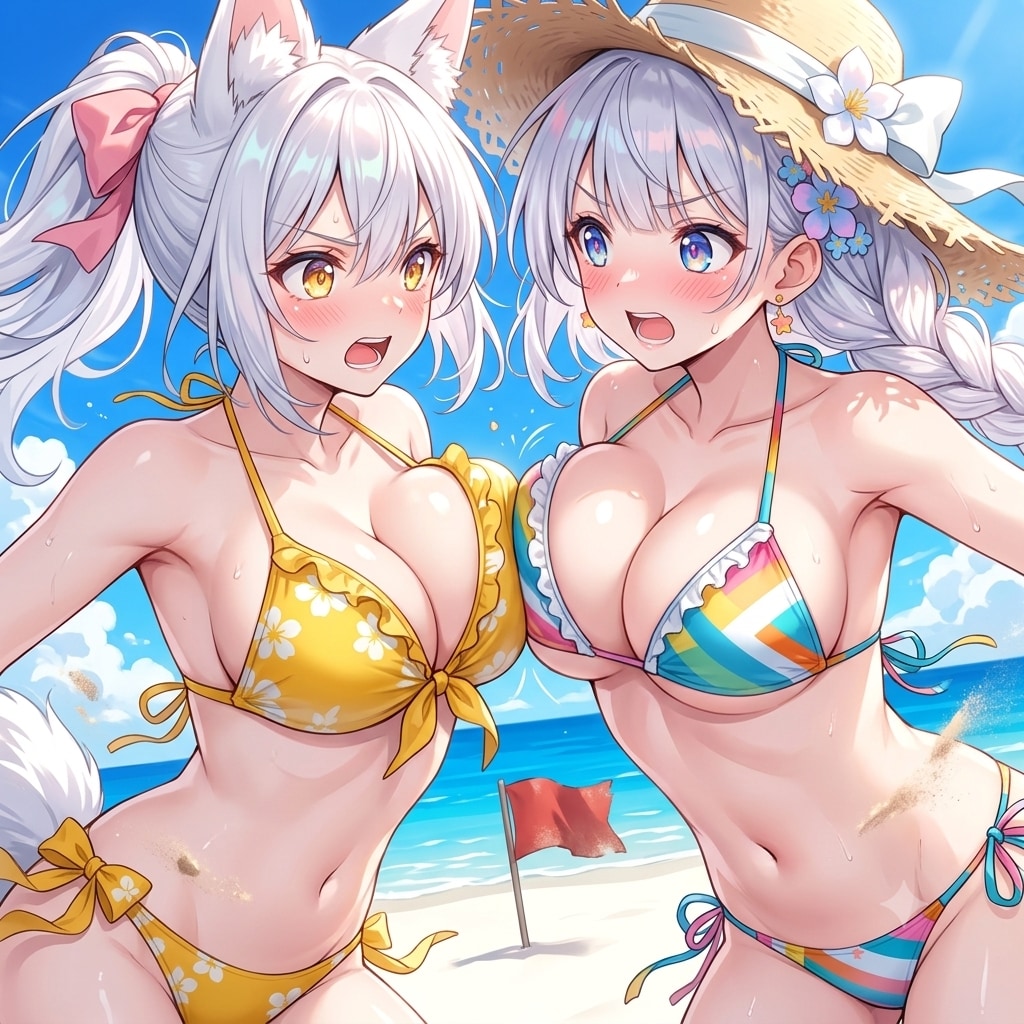 揺れるビーチフラッグ