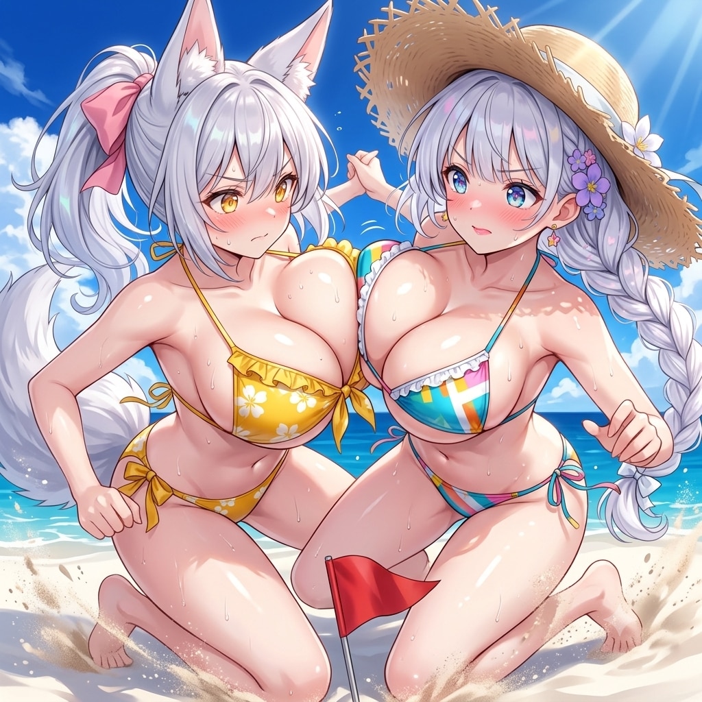 揺れるビーチフラッグ