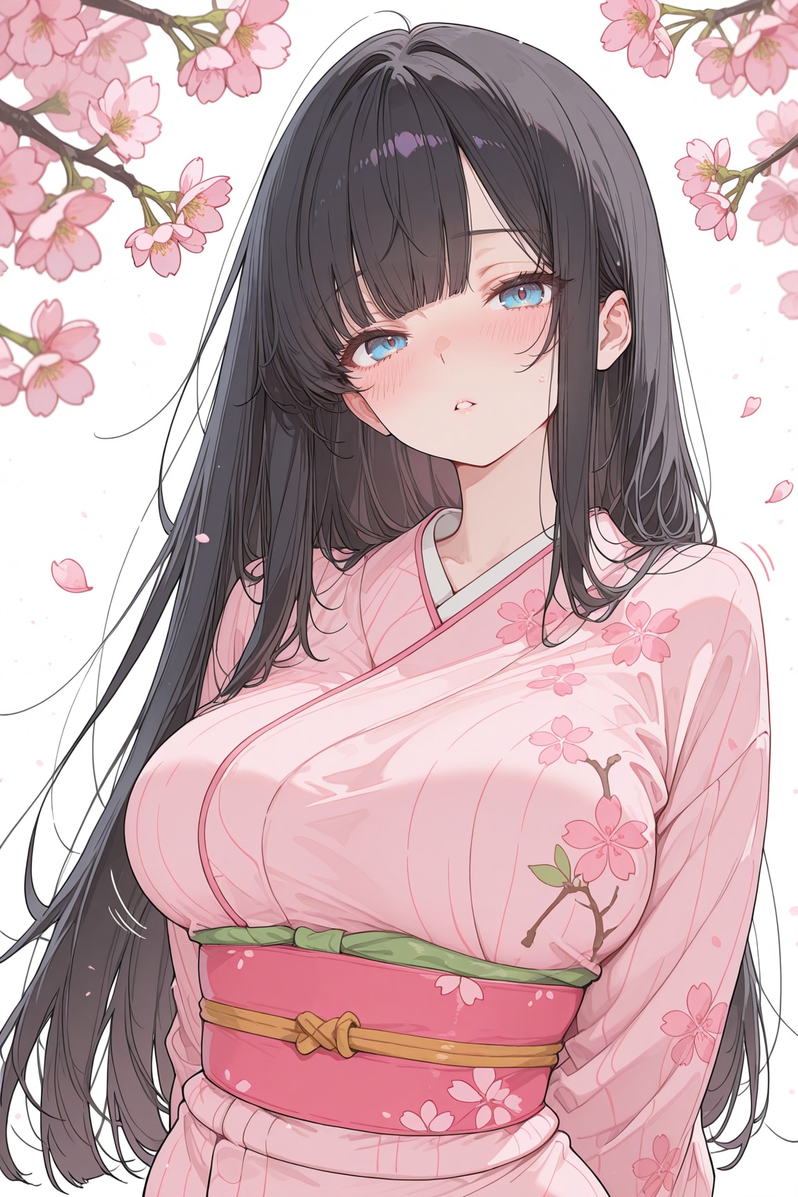 桜舞う和装のひととき