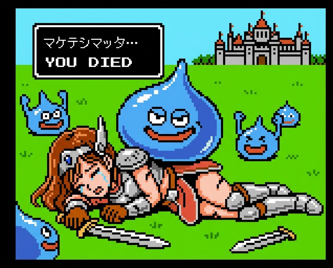 ドット絵女戦士とスライム