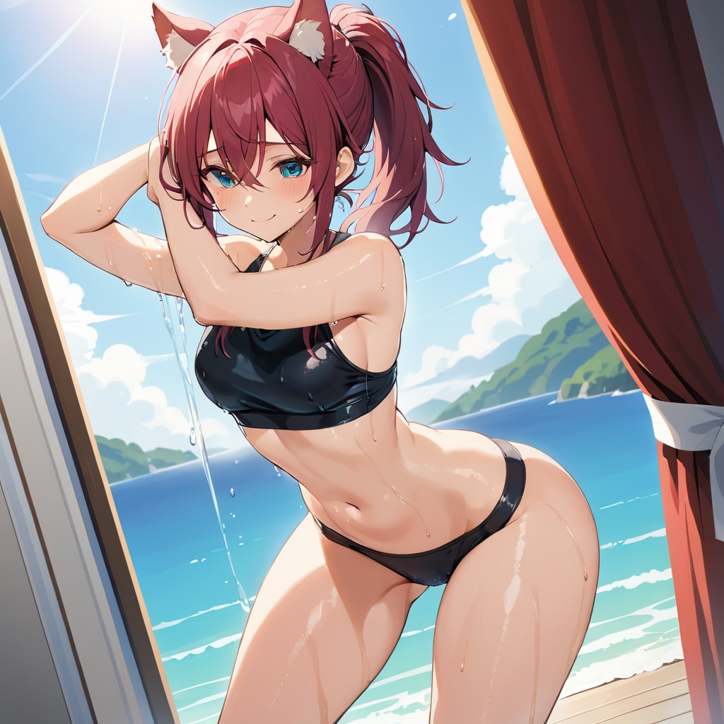 海水浴ボーイッシュケモミミさん