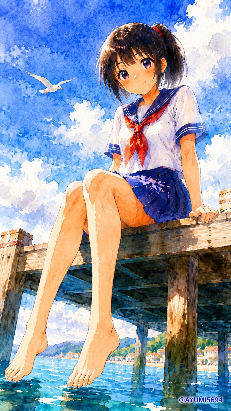 桟橋にて | の人気AIイラスト・グラビア