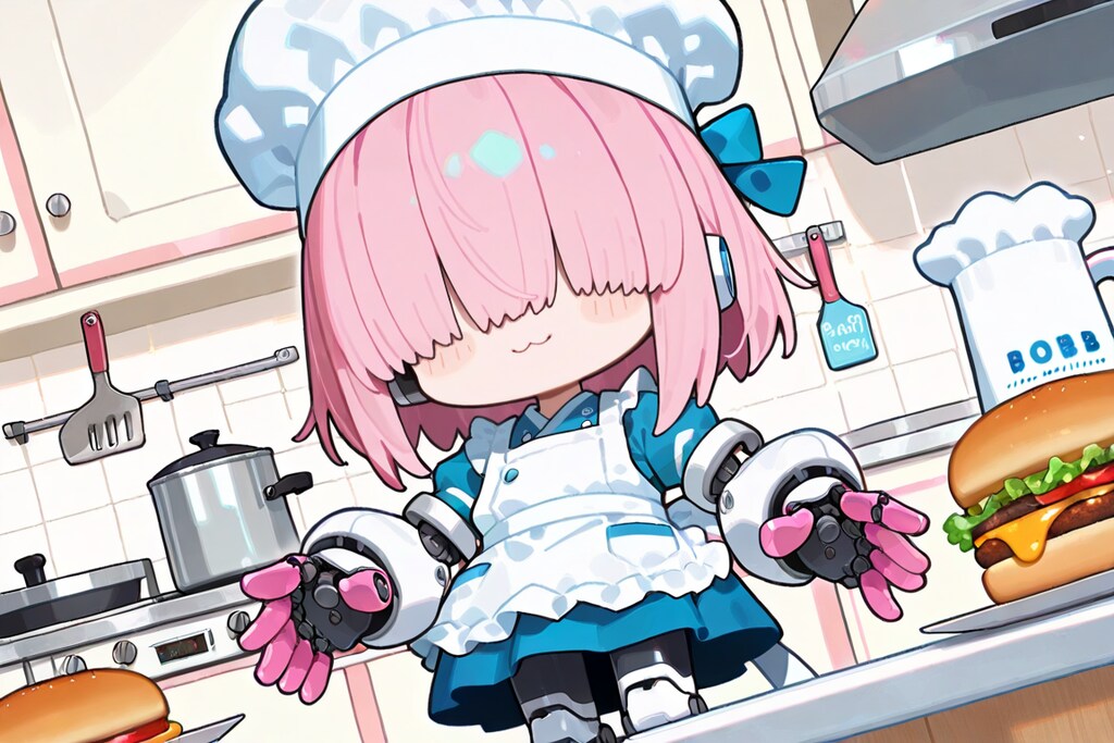 ちびシェフロボ　ハンバーガー作るよ