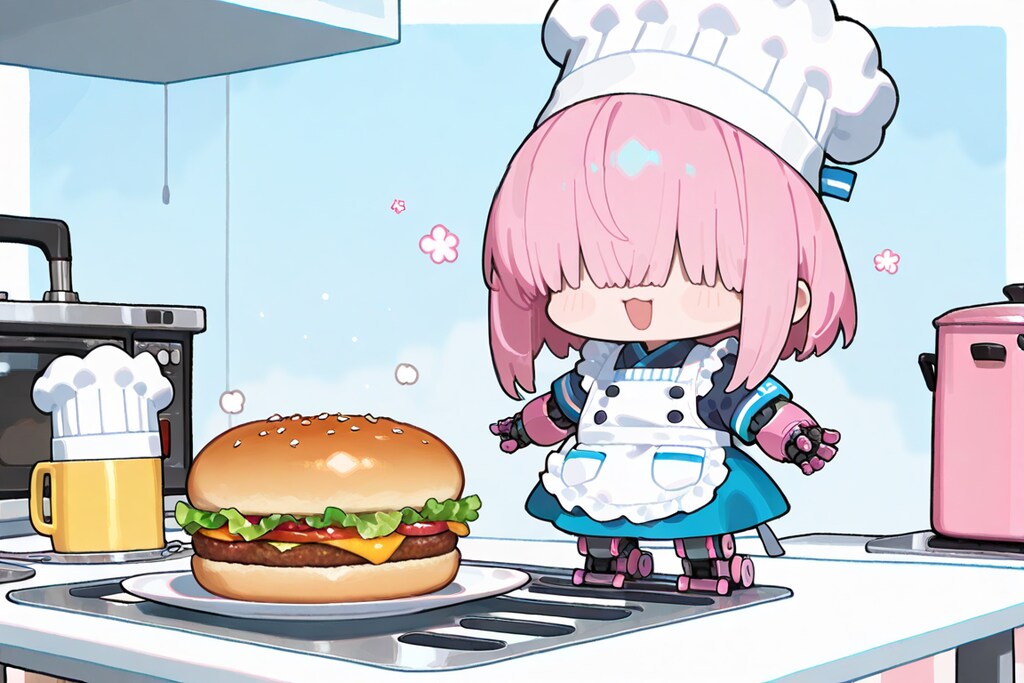 ちびシェフロボ　ハンバーガー作るよ