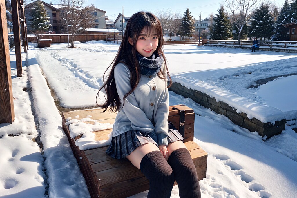 冬でもミニスカニーハイ