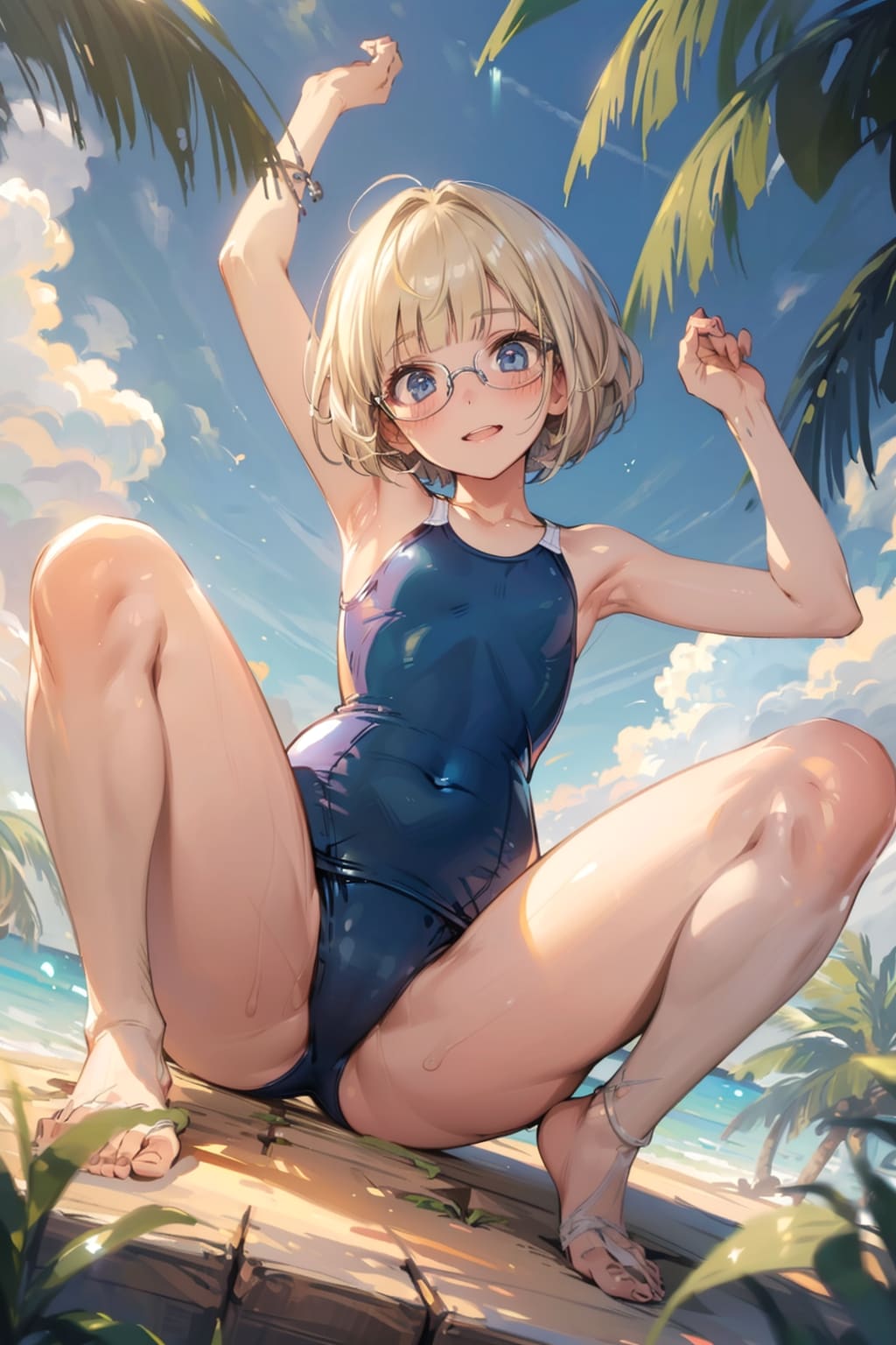 スク水の眼鏡っ娘