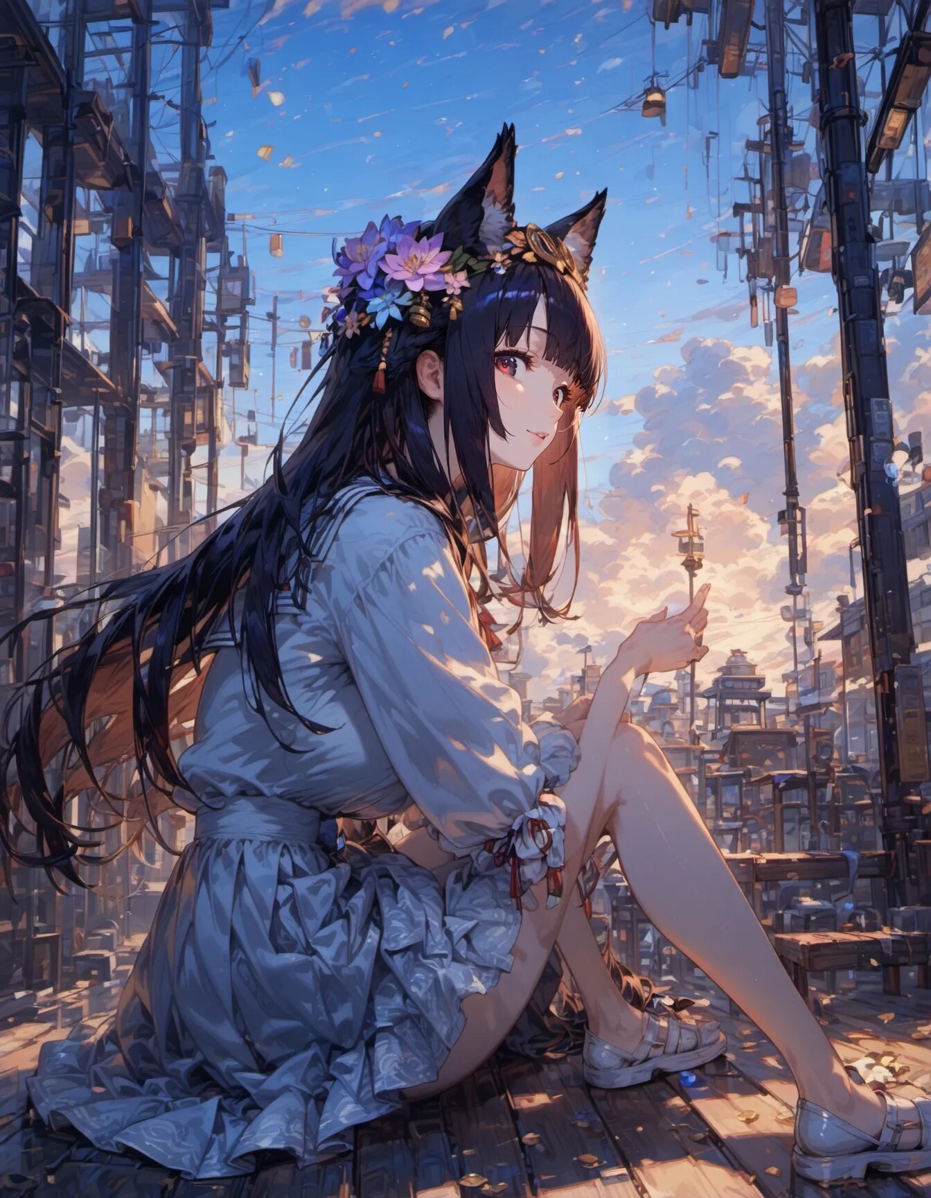 Foxfire Evening Above the Old City | の人気AIイラスト・グラビア