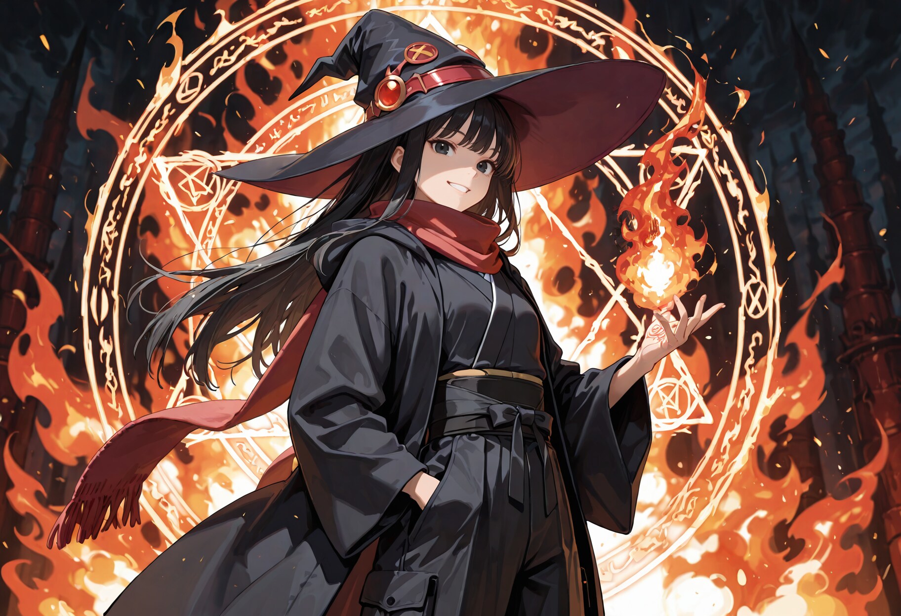 火炎魔法と魔女さん