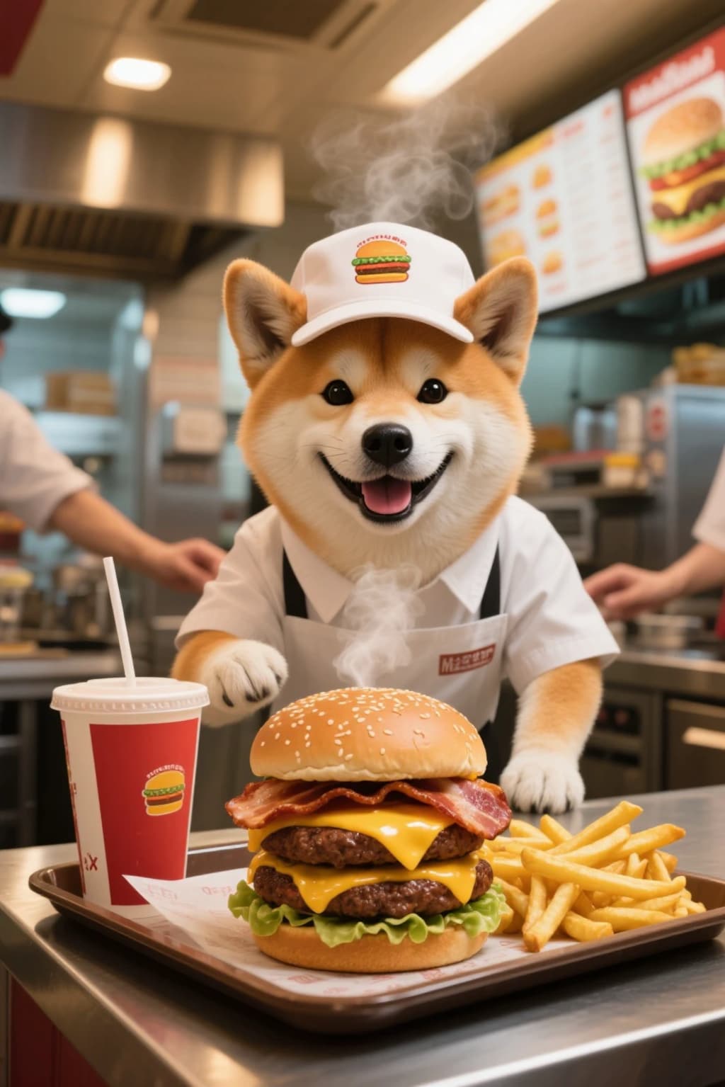 バーガー店員犬