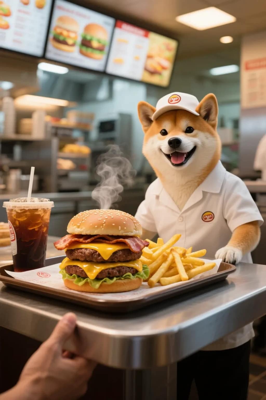 バーガー店員犬