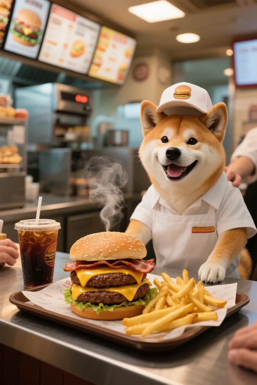 バーガー店員犬
