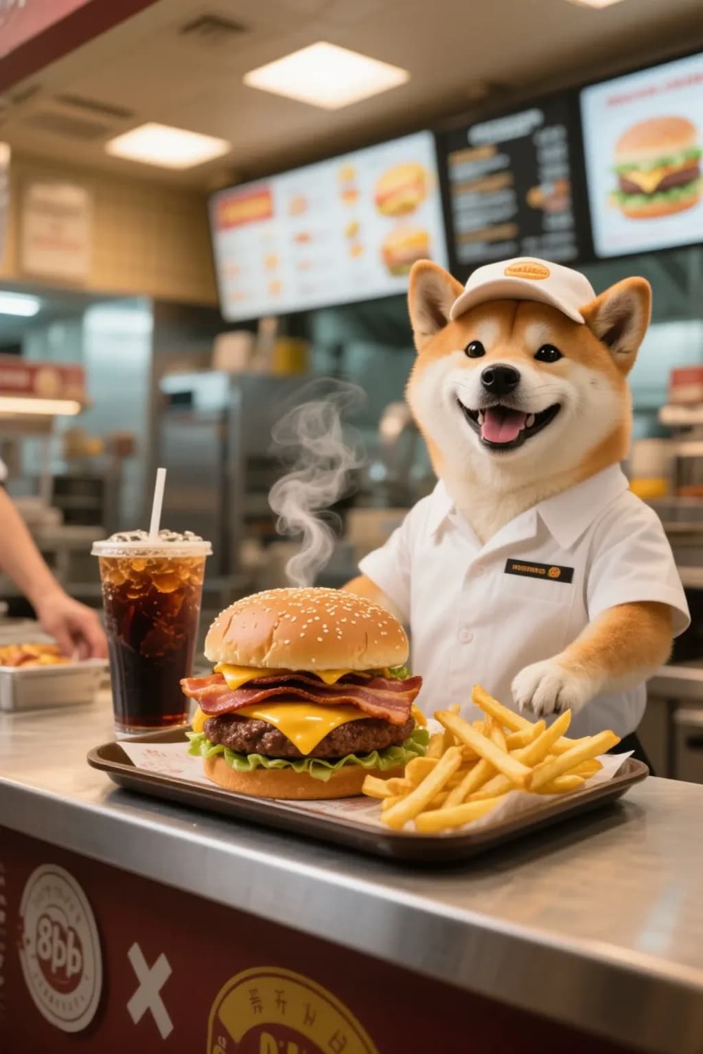 バーガー店員犬