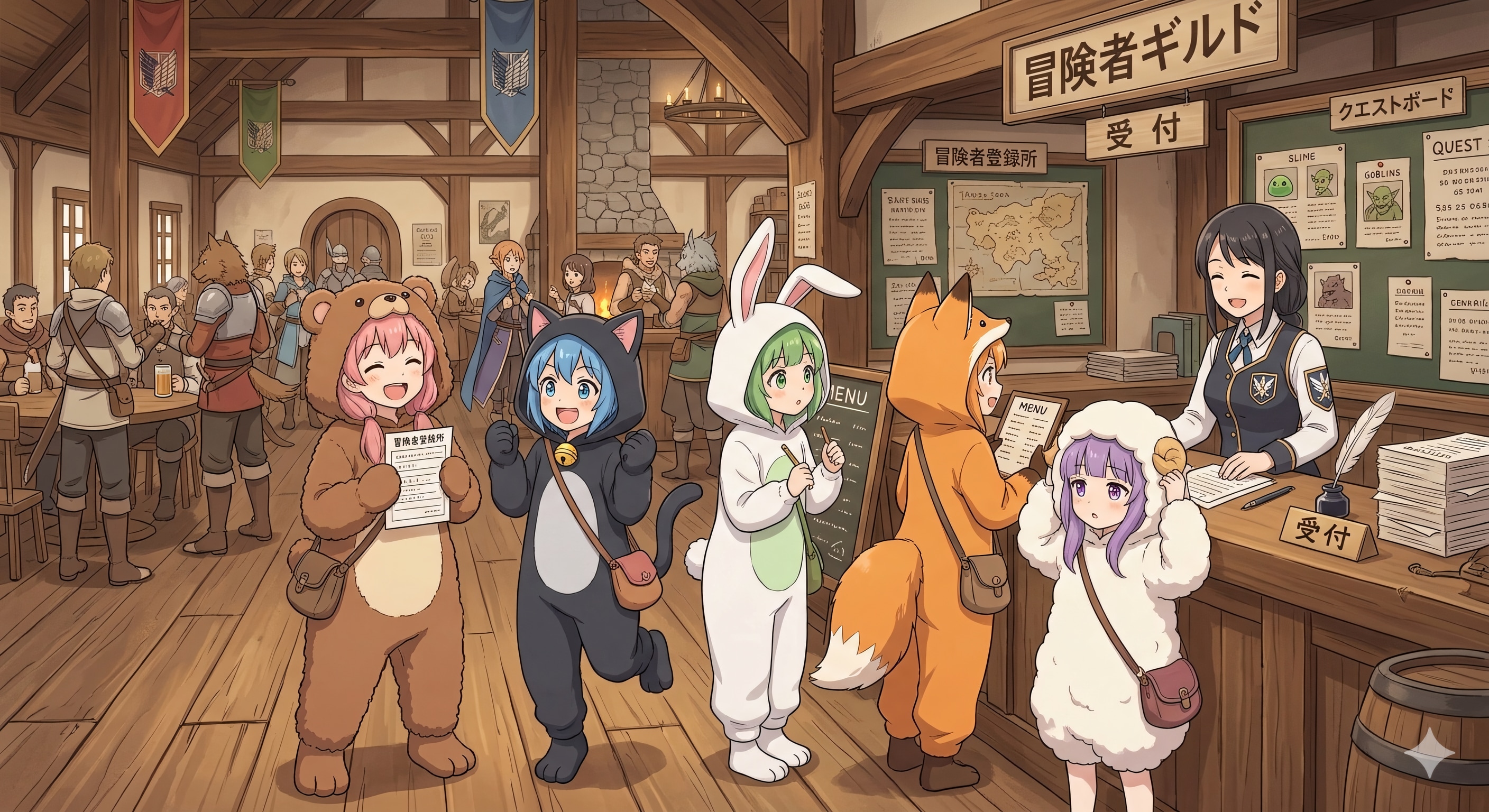 【All0403a】きぐるみパーティ冒険者ギルドに登録する（モデル: NanoBanana2無料版） | の人気AIイラスト・グラビア