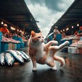 魚市場で働く猫 8枚目