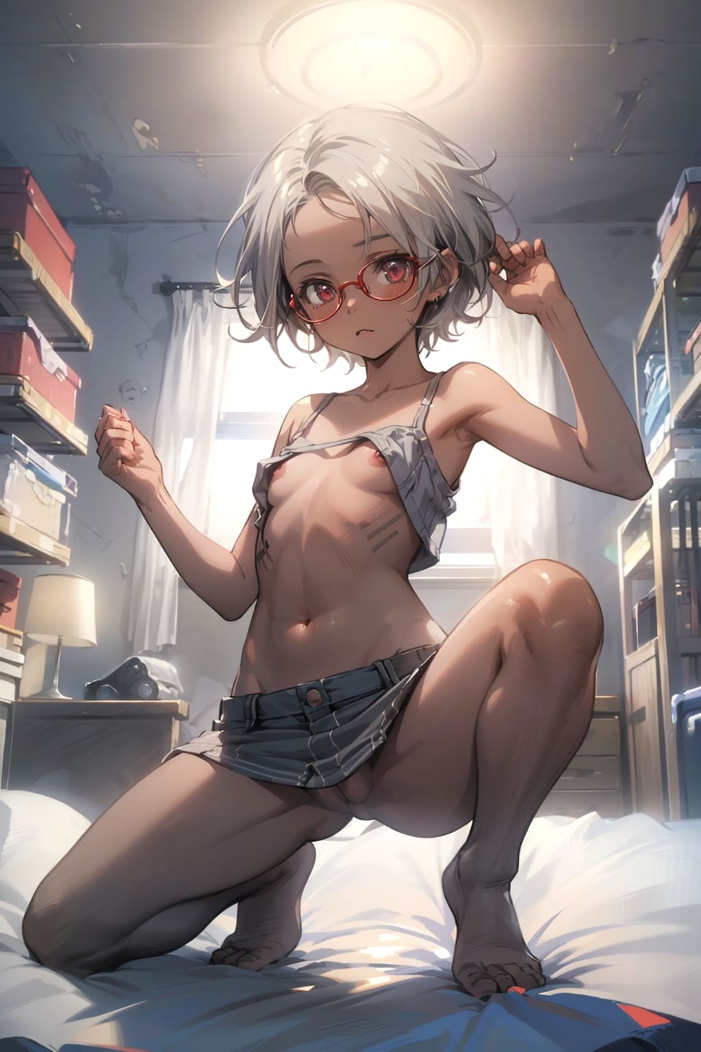 半裸の眼鏡っ娘