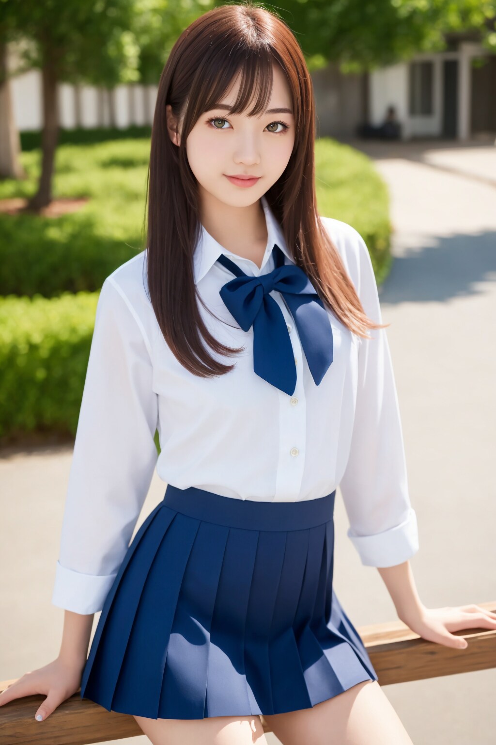 ポーズを取っている女子学生