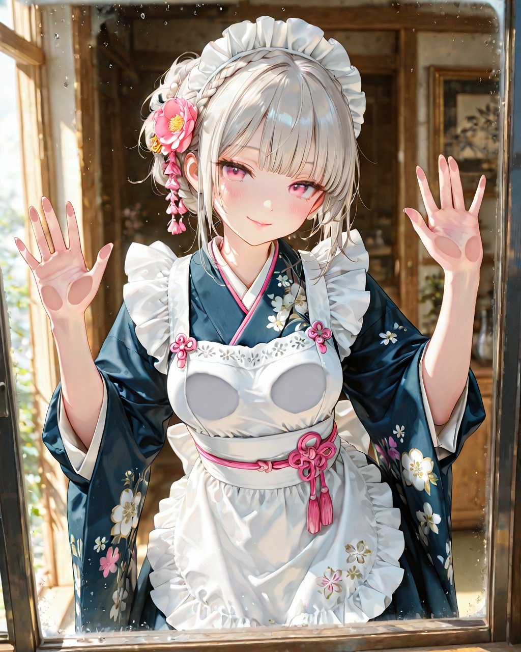 窓からお出迎え